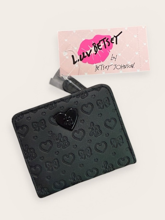 Betsey Johnson Handbags - Betsey Johnson Black Heart and Bow Embossed Wallet